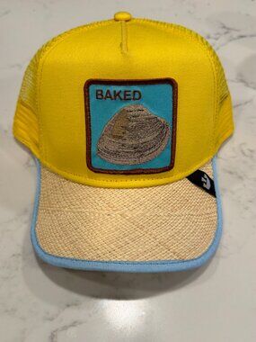 Goorin Bros The Farm Baked Clam Twice Baked Sea Shell Straw Brim Trucker Hat